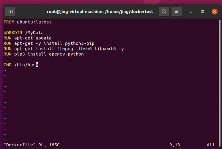 vim编辑Dockerfile